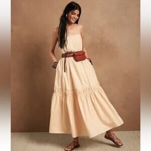 Banana Republic Poplin Backless Maxi Dress XS‎ NWT cream